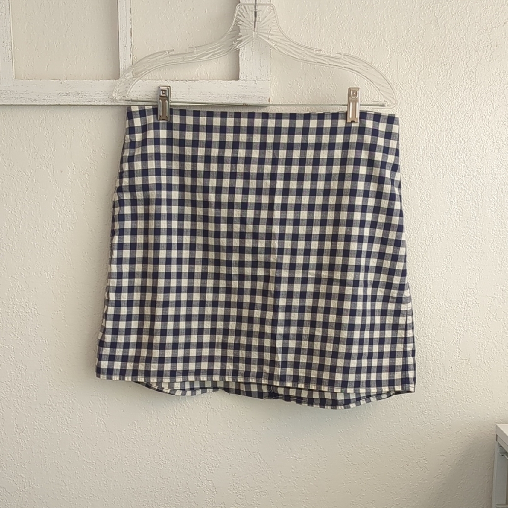 Checkered Blue and White Women's Skirt